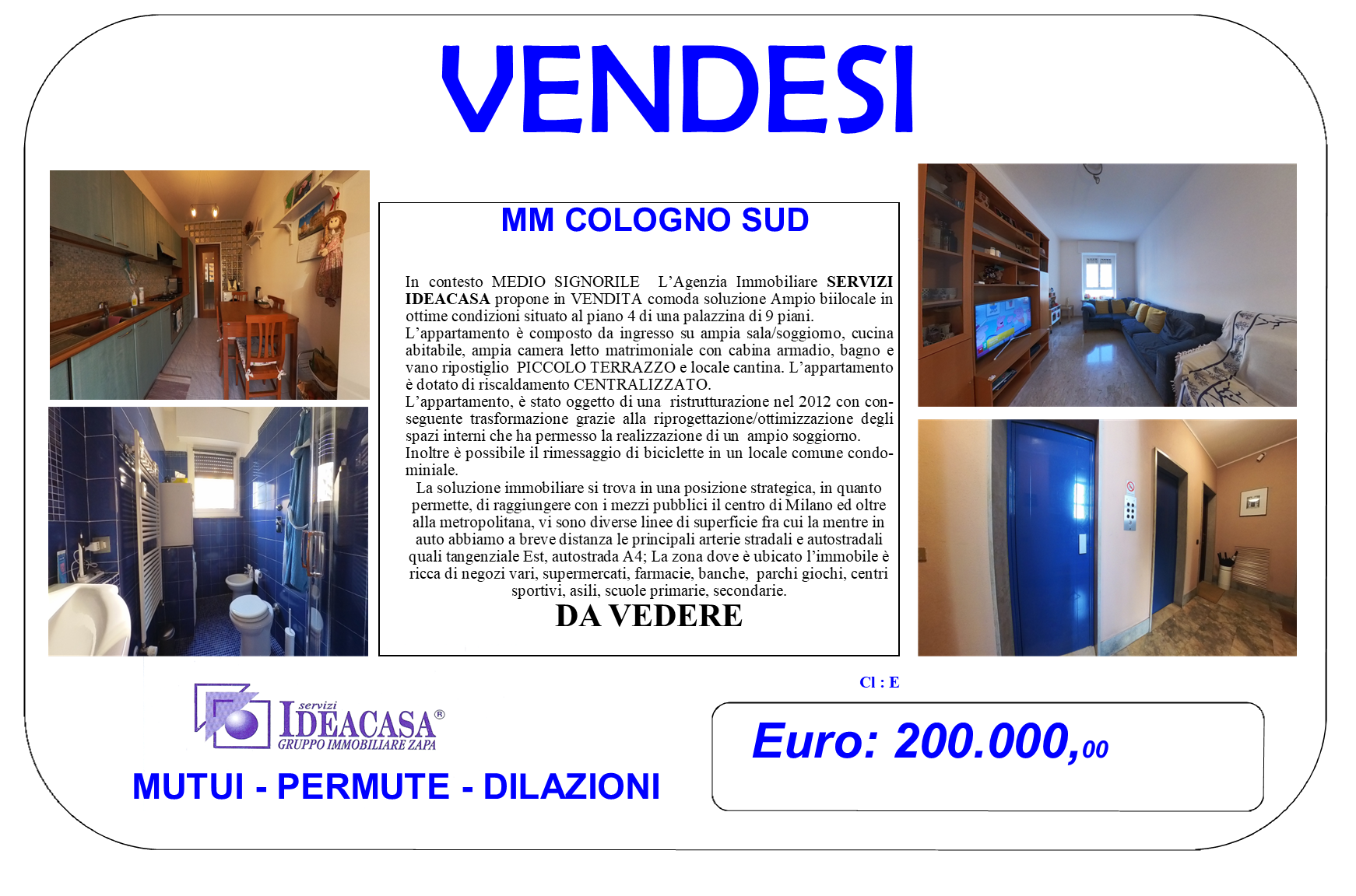 MM COLOGNO SUD OTTIMO BILOCALE VISTA PANORAMICA