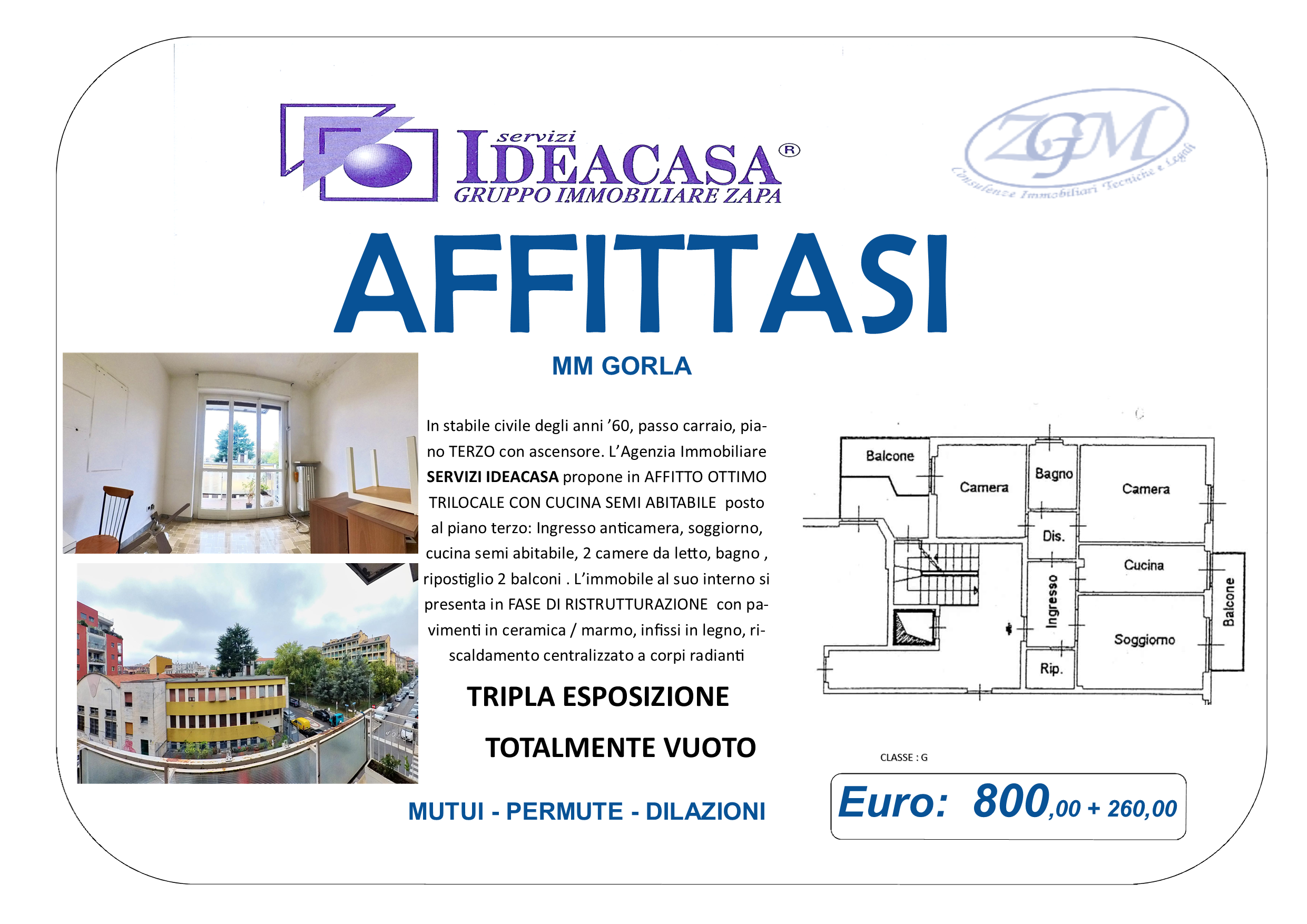 MM GORLA AFFITTASI OTTIMO TRILOCALE